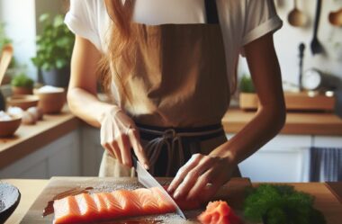 Como cortar salmão para sushi